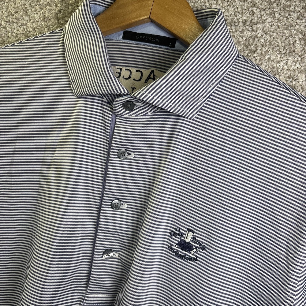Greyson Mens Navy White‎ Striped Golf Polo Shirt Large Tipsy Turtle Navy SEAL